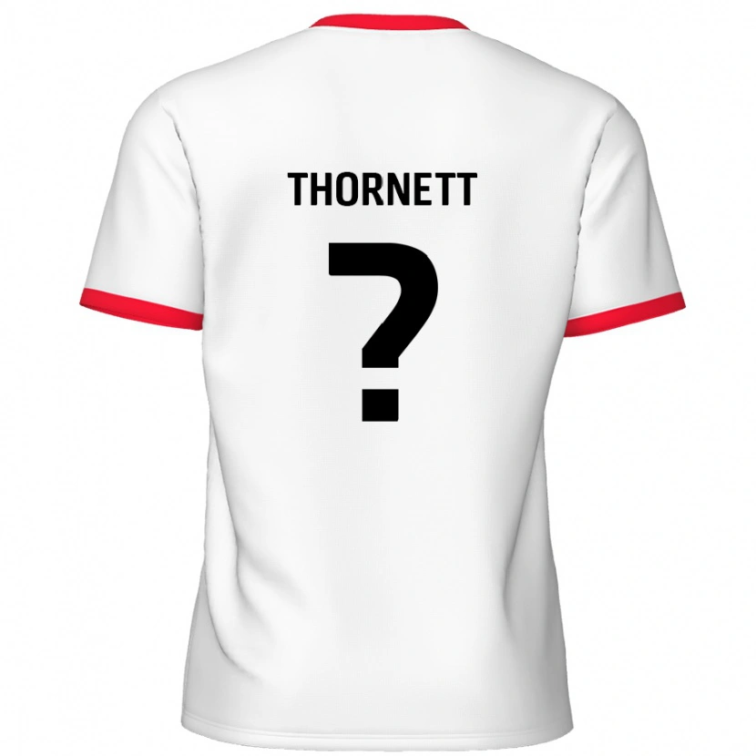 Danxen Pánské Alfie Thornett #0 Bílá Červená Domů Hráčské Dresy 2024/25 Dres