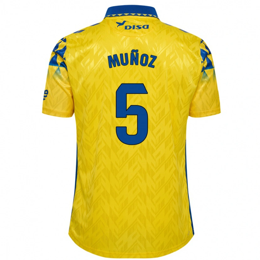 Danxen Pánské Javi Muñoz #5 Žlutá Modrá Domů Hráčské Dresy 2024/25 Dres