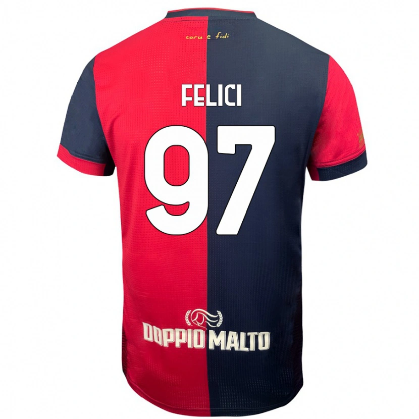 Danxen Pánské Mattia Felici #97 Červená Tmavší Modrá Domů Hráčské Dresy 2024/25 Dres
