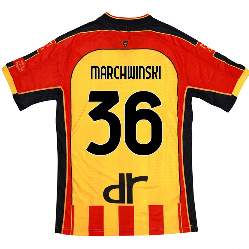 Danxen Pánské Filip Marchwinski #36 Žlutá Červená Domů Hráčské Dresy 2024/25 Dres