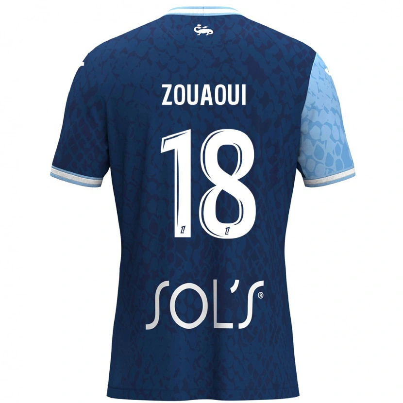 Danxen Pánské Yanis Zouaoui #18 Nebeská Modrá Tmavě Modrá Domů Hráčské Dresy 2024/25 Dres