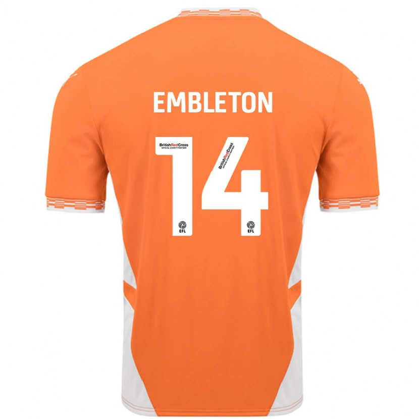 Danxen Dámské Elliot Embleton #14 Oranžová Bílá Domů Hráčské Dresy 2024/25 Dres