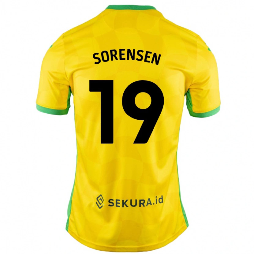 Danxen Dámské Jacob Lungi Sørensen #19 Žlutá Zelená Domů Hráčské Dresy 2024/25 Dres