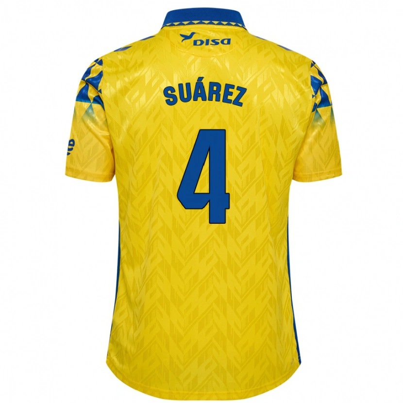 Danxen Dámské Alex Suárez #4 Žlutá Modrá Domů Hráčské Dresy 2024/25 Dres