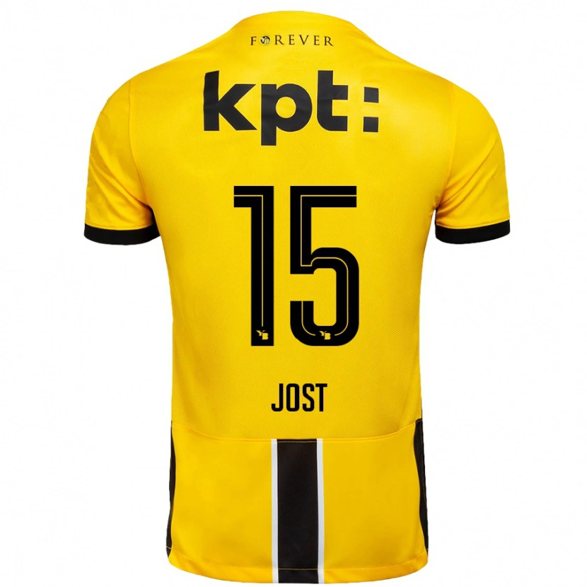 Danxen Dámské Tristan Jost #15 Žlutá Černá Domů Hráčské Dresy 2024/25 Dres