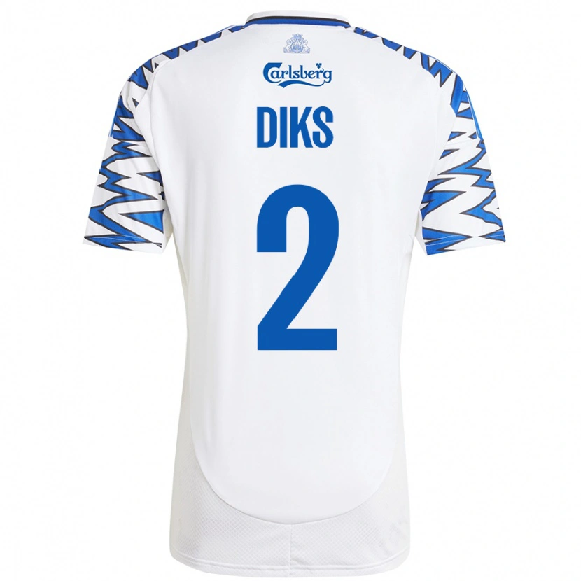 Danxen Dámské Kevin Diks #2 Bílá Nebesky Modrá Domů Hráčské Dresy 2024/25 Dres