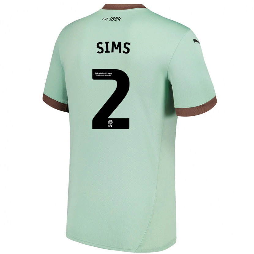 Danxen Dámské Amy Sims #2 Bledě Zelená Daleko Hráčské Dresy 2024/25 Dres