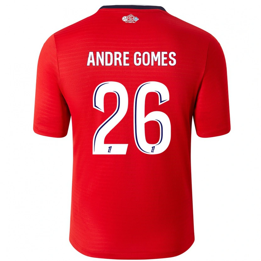 Danxen Dětské André Gomes #26 Červená Bílá Domů Hráčské Dresy 2024/25 Dres