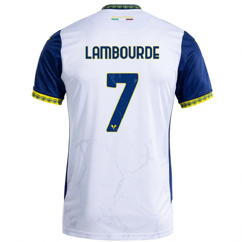 Danxen Dětské Mathis Lambourde #7 Bílá Modrá Daleko Hráčské Dresy 2024/25 Dres