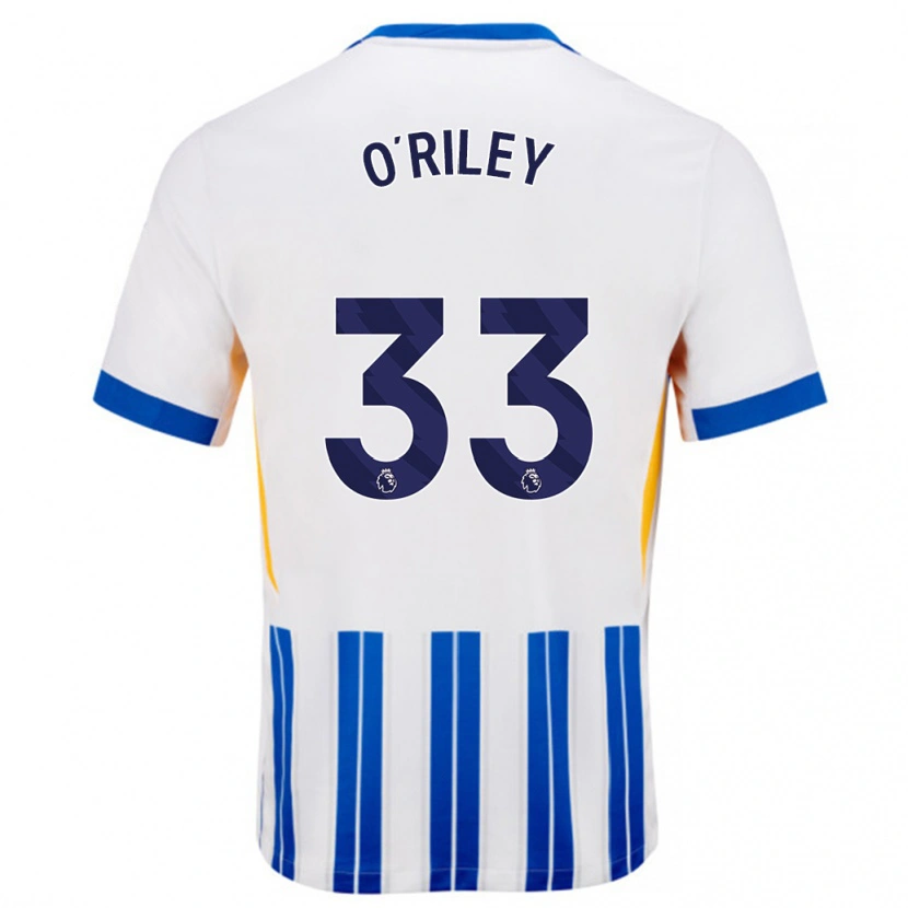Danxen Dětské Matt O'riley #33 Bílé Modré Proužky Domů Hráčské Dresy 2024/25 Dres