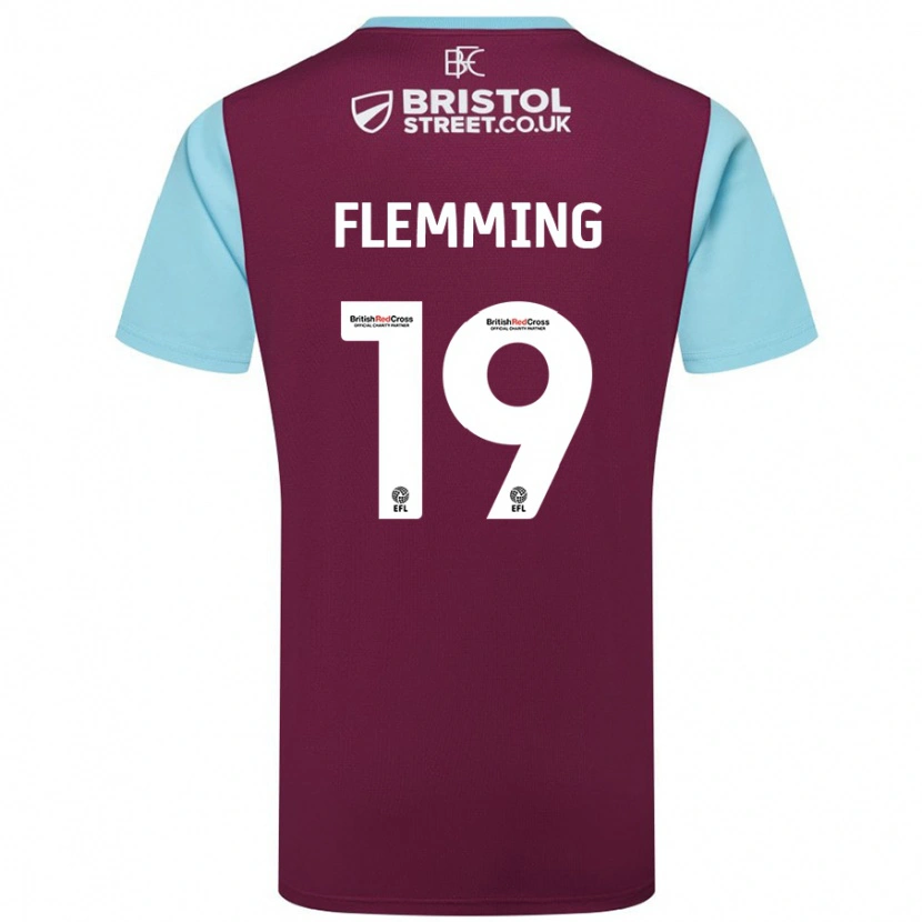 Danxen Dětské Zian Flemming #19 Vínově Modrá Domů Hráčské Dresy 2024/25 Dres