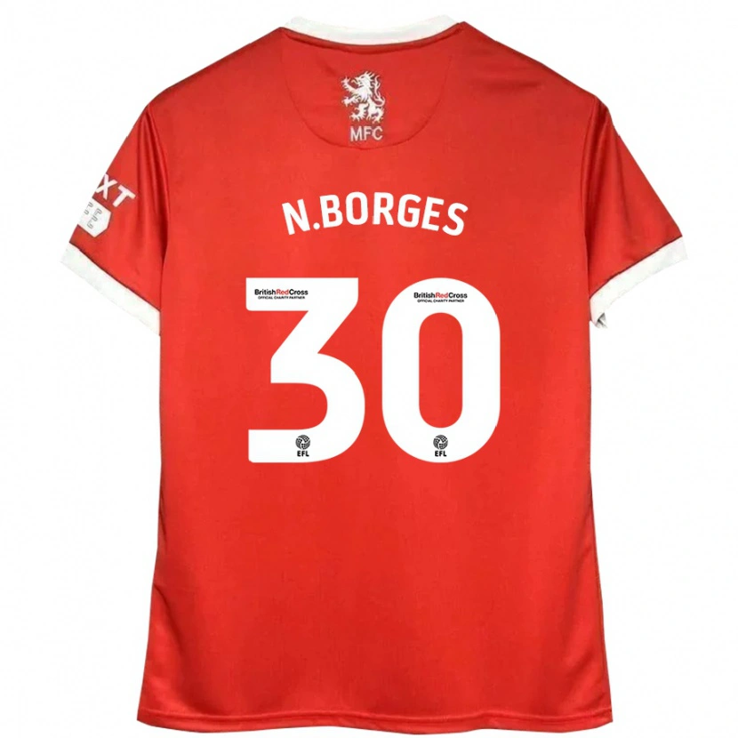 Danxen Pánské Neto Borges #30 Červená Bílá Domů Hráčské Dresy 2024/25 Dres