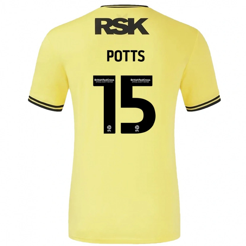 Danxen Dámské Dan Potts #15 Žlutá Černá Daleko Hráčské Dresy 2024/25 Dres